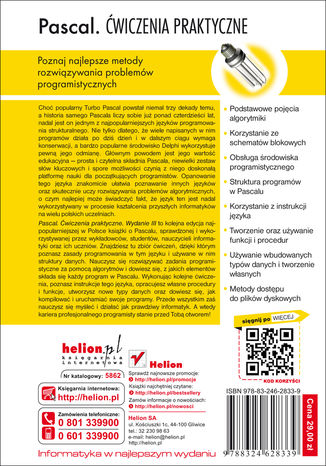 Tylna okładka: Pascal. Ćwiczenia praktyczne. Wydanie III