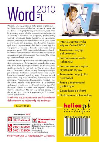 Tylna okładka: Word 2010 PL. Ćwiczenia praktyczne