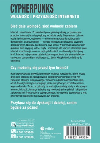 Tylna okładka: Cypherpunks. Wolność i przyszłość internetu