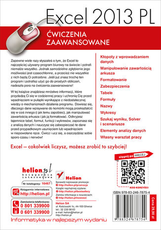 Tylna okładka: Excel 2013 PL. Ćwiczenia zaawansowane