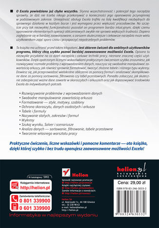 Tylna okładka: Excel 2007/2010 PL. Ćwiczenia zaawansowane