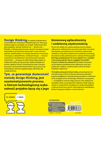 Poradnik design thinking - czyli jak wykorzystać myślenie projektowe w biznesie Beata Michalska-Dominiak, Piotr Grocholiński - tył okładki ebooka