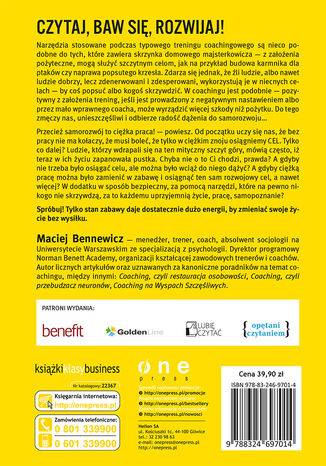 Tył okładki książki/ebooka COACHING, KREATYWNOŚĆ, ZABAWA. Narzędzia rozwoju dla pasjonatów i profesjonalistów