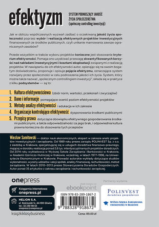 Tylna okładka: Efektyzm - system podnoszący jakość życia społeczeństwa (społeczny controlling inwestycji)
