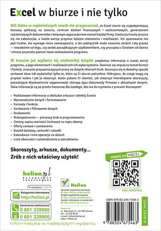 Tylna okładka: Excel w biurze i nie tylko. Wydanie III