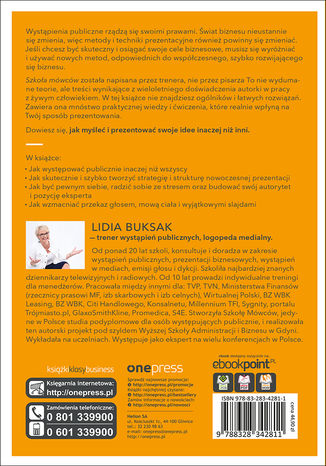 Tył okładki książki/ebooka Szkoła Mówców. Myśl i prezentuj inaczej niż wszyscy