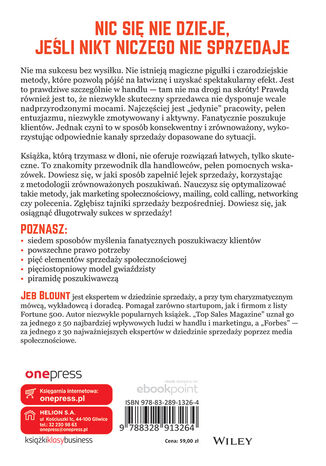 Tylna okładka: Superskuteczny prospecting. Przewodnik po rozmowach handlowych i zarządzaniu lejkiem sprzedażowym za pomocą social mediów, telefonu i e-mailingu