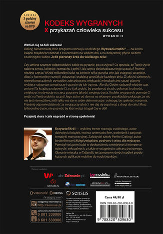 Tył okładki książki/ebooka Kodeks wygranych. X przykazań człowieka sukcesu. Wydanie 2