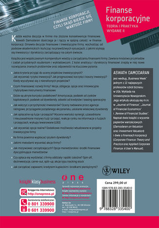Tylna okładka: Finanse korporacyjne. Teoria i praktyka. Wydanie II
