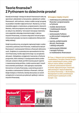Tylna okładka: Finanse i Python. Łagodne wprowadzenie do teorii finansów
