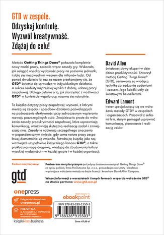 Tylna okładka: Getting Things Done w zespole. Skuteczna współpraca bez stresu