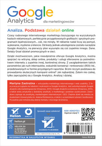 Google Analytics dla marketingowców. Wydanie III Martyna Zastrożna - tył okładki książki