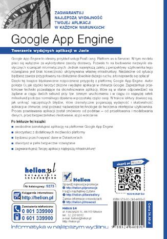 Google App Engine. Tworzenie wydajnych aplikacji w Javie Adriaan de Jonge - tył okładki książki