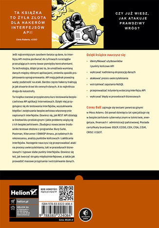 Tylna okładka: Hakowanie interfejsów API. Łamanie interfejsów programowania aplikacji internetowych