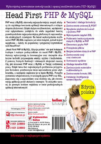 Tył okładki książki Head First PHP & MySQL. Edycja polska