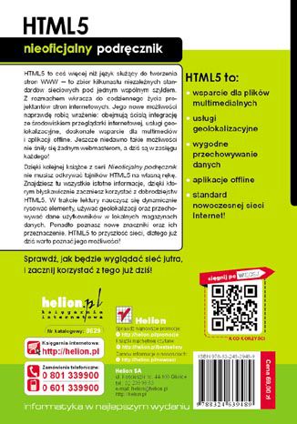 Tylna okładka: HTML5. Nieoficjalny podręcznik