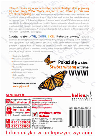 Tylna okładka: HTML, XHTML i CSS. Praktyczne projekty