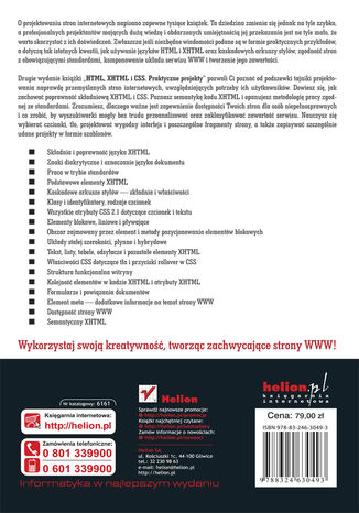 Tylna okładka: HTML, XHTML i CSS. Praktyczne projekty. Wydanie II