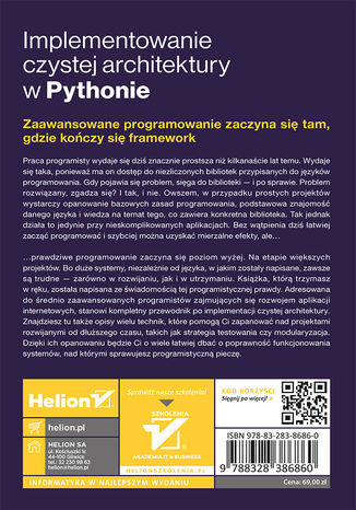 Implementowanie Czystej Architektury w Pythonie Sebastian Buczyński - tył okładki ebooka