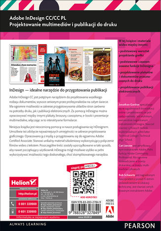 Tylna okładka: Adobe InDesign CC/CC PL. Projektowanie multimediów i publikacji do druku