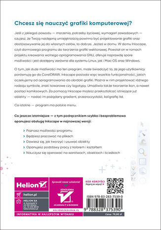 Tylna okładka: Inkscape. Podstawowa obsługa programu. wydanie II rozszerzone i uzupełnione