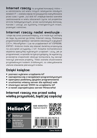 Tylna okładka: Internet rzeczy. Podstawy programowania aplikacji i serwerów sieciowych w językach C/C++, MicroPython i Lua na urządzeniach IoT ESP8266, ESP32 i Arduino