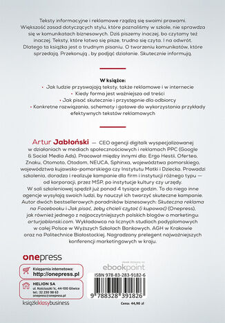 Tylna okładka: Jak pisać, żeby chcieli czytać (i kupować). Copywriting & Webwriting