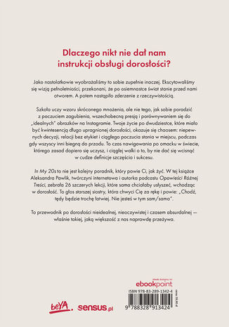 Tylna okładka: In my 20s. 26 lekcji, które dałabym młodszej sobie