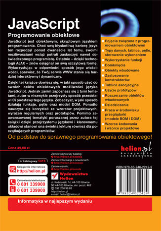 Tylna okładka: JavaScript. Programowanie obiektowe