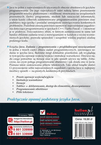 Tylna okładka: Java. Zadania z programowania z przykładowymi rozwiązaniami