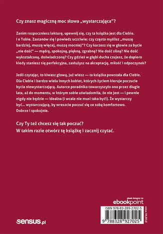 Tylna okładka: Jesteś wystarczająca. Odblokuj swoją moc i uwierz w siebie