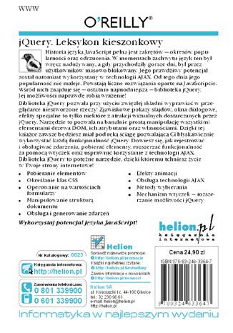Tylna okładka: jQuery. Leksykon kieszonkowy