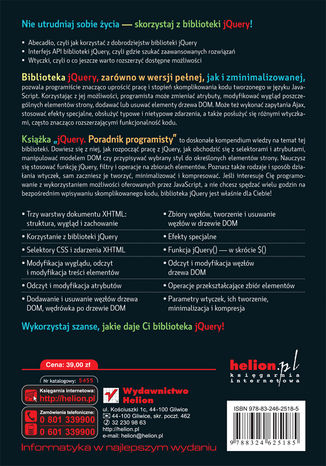 Tylna okładka: jQuery. Poradnik programisty