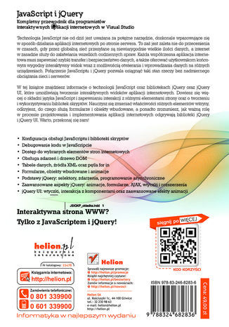 Tylna okładka: JavaScript i jQuery. Kompletny przewodnik dla programistów interaktywnych aplikacji internetowych w Visual Studio
