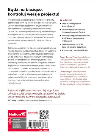 Tylna okładka: Kontrola wersji z systemem Git. Zaawansowane narzędzia i techniki do wspólnego projektowania oprogramowania. Wydanie III