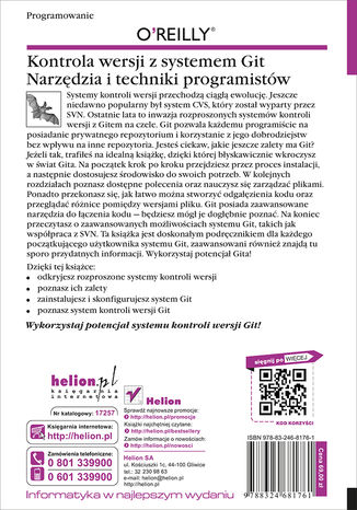 Tylna okładka: Kontrola wersji z systemem Git. Narzędzia i techniki programistów. Wydanie II