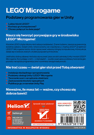Tylna okładka: LEGO Microgame. Podstawy programowania gier w Unity
