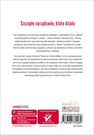 Lean management po polsku. Wydanie II Tomasz Krl - ty okadki ebooka