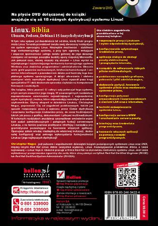 Tylna okładka: Linux. Biblia. Ubuntu, Fedora, Debian i 15 innych dystrybucji