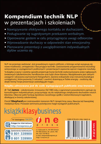 Tylna okładka: Magia wystąpień publicznych. Techniki, narzędzia i sztuczki NLP