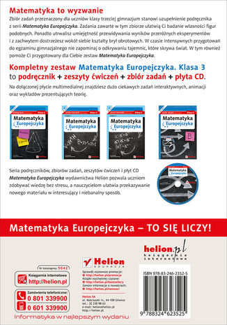 Tylna okładka: Matematyka Europejczyka. Zbiór zadań dla gimnazjum. Klasa 3