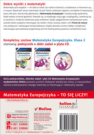 Tylna okładka: Matematyka Europejczyka. Podręcznik dla szkół ponadgimnazjalnych. Profil podstawowy i rozszerzony. Klasa 2