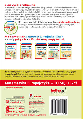 Tylna okładka: Matematyka Europejczyka. Zbiór zadań dla szkoły podstawowej. Klasa 4