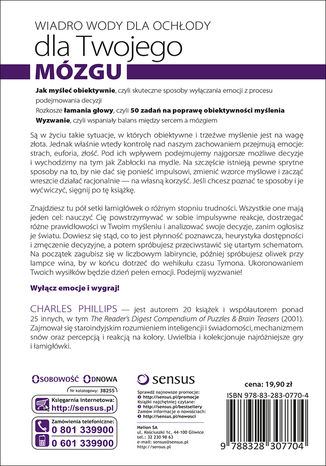 Tylna okładka: Myślę, więc jestem. 50 łamigłówek wspomagających obiektywne myślenie