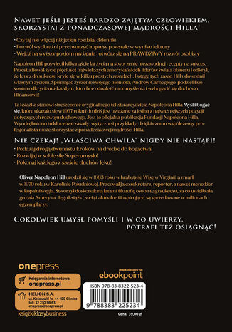Tylna okładka: Myśl i bogać się: Współczesne przesłanie Napoleona Hilla