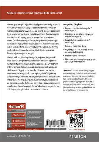 Tylna okładka: Nowoczesne aplikacje internetowe. MongoDB, Express, AngularJS, Node.js
