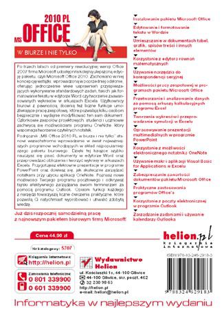 Tylna okładka: MS Office 2010 PL w biurze i nie tylko