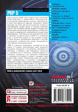 Tylna okładka: PHP 5. Leksykon kieszonkowy