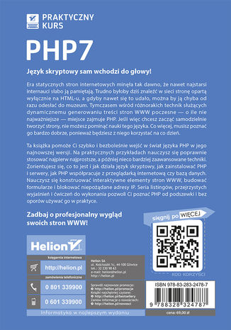 PHP7. Praktyczny kurs Marcin Lis - tył okładki ebooka