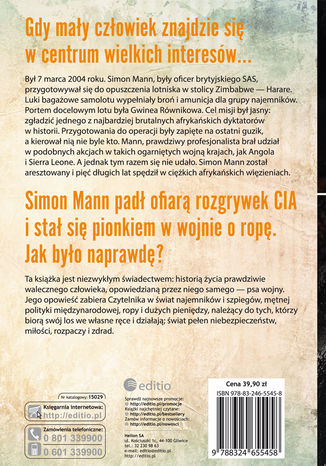 Tylna okładka: Pies wojny. Jak oficer SAS stał się pionkiem w afrykańskiej wojnie o ropę